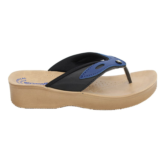 Aerowalk Women Slipper #08V5 - BLACK & BLUE