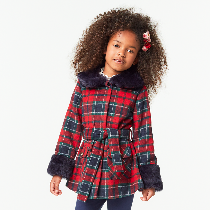 American Girl® x Janie and Jack Fur-Trim Plaid Coat for Girls
