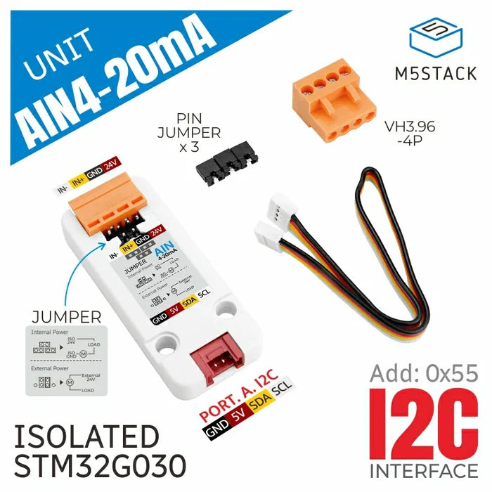 Analog to I2C Unit 4-20mA Input (STM32G030) - m5stack-store