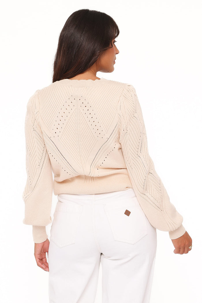 Petal and Pup USA KNITWEAR Annika Puff Sleeve Cardigan - Cream