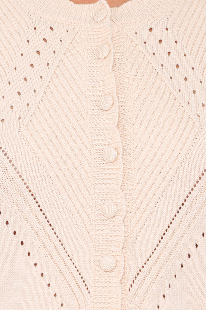 Petal and Pup USA KNITWEAR Annika Puff Sleeve Cardigan - Cream
