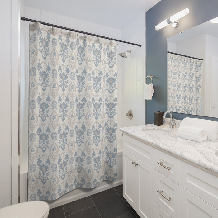 Art Nouveau Shower Curtain French Blue & Beige