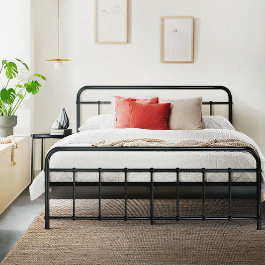 Artiss Bed Frame Metal Frames LEO - Double (Black) -Home Living Store - -