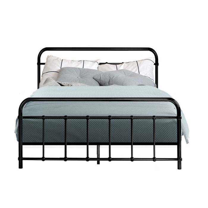 Artiss Bed Frame Metal Frames LEO - Double (Black) -Home Living Store - -