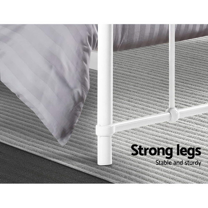 Artiss Bed Frame Metal Frames LEO - Double (White) -Home Living Store - -