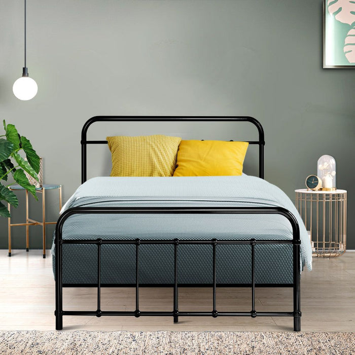 Artiss Bed Frame Metal Frames LEO - King Single(Black) -Home Living Store - -