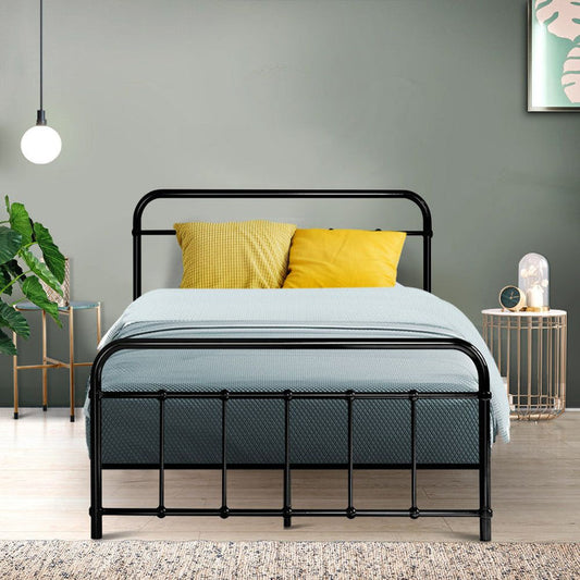 Artiss Bed Frame Metal Frames LEO - King Single(Black) -Home Living Store - -