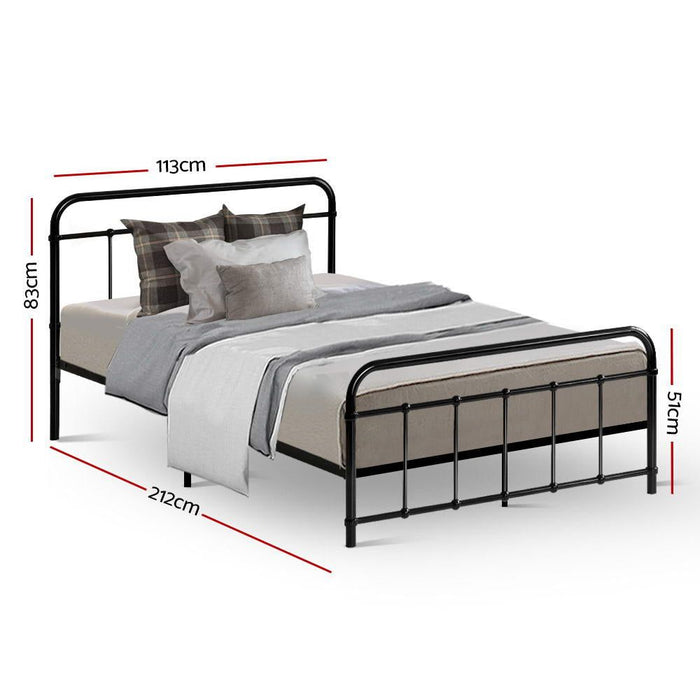 Artiss Bed Frame Metal Frames LEO - King Single(Black) -Home Living Store - -