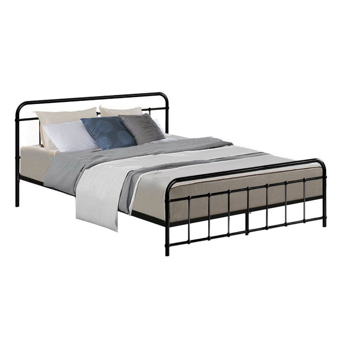 Artiss Bed Frame Metal Frames LEO - Queen (Black) -Home Living Store - -