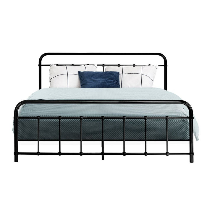 Artiss Bed Frame Metal Frames LEO - Queen (Black) -Home Living Store - -