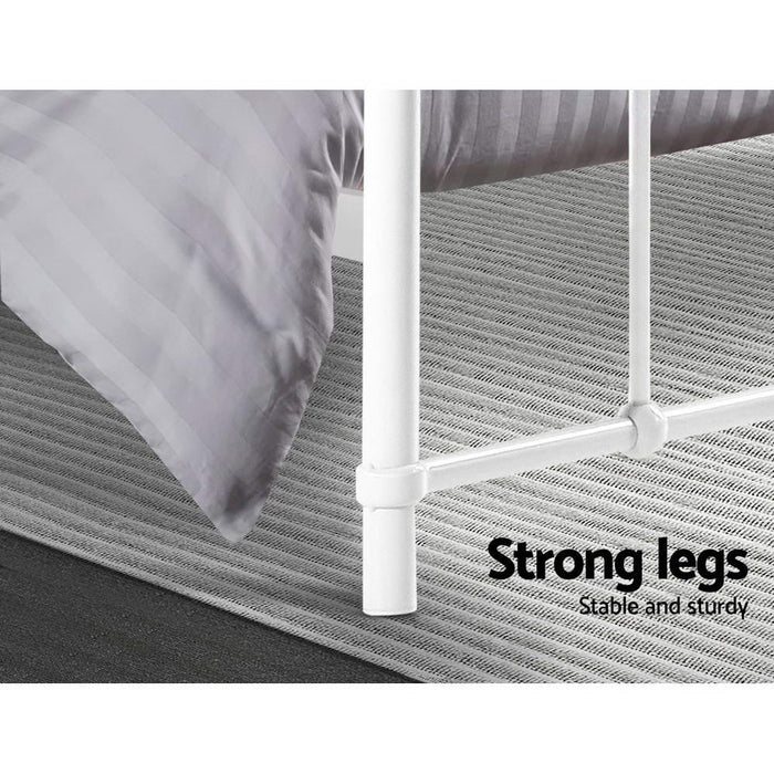 Artiss Bed Frame Metal Frames LEO - Queen (White) -Home Living Store - -