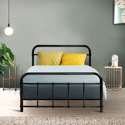 Artiss Bed Frame Metal Frames LEO - Single (Black) -Home Living Store - -