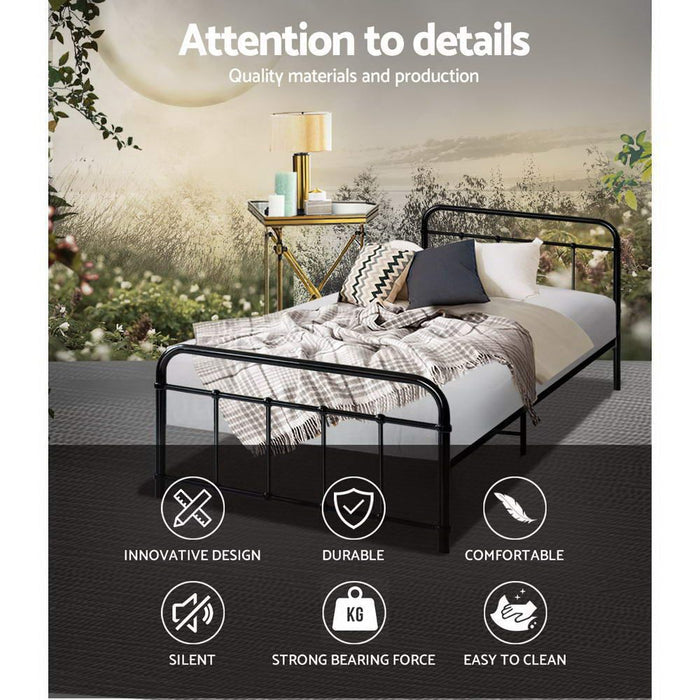 Artiss Bed Frame Metal Frames LEO - Single (Black) -Home Living Store - -