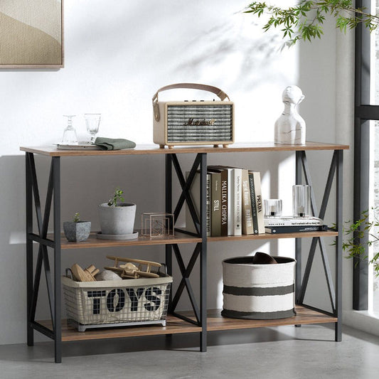 Artiss Console Table 120CM 3-tier Walnut Xiah -Home Living Store - -