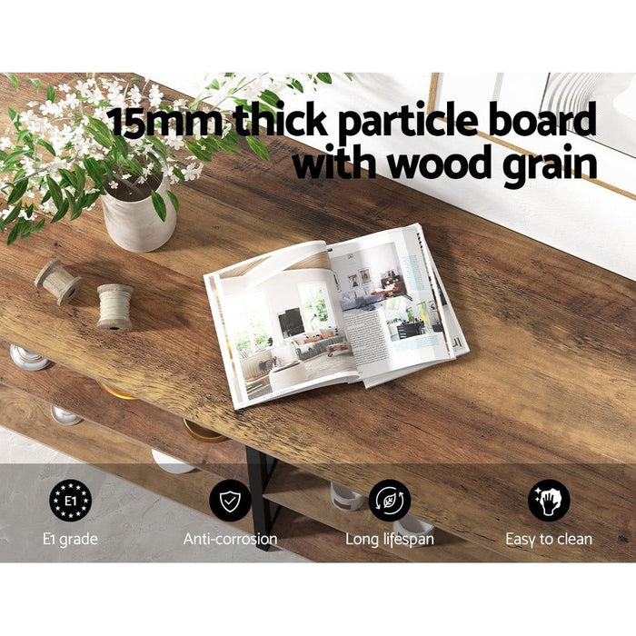 Artiss Console Table 120CM 3-tier Walnut Xiah -Home Living Store - -