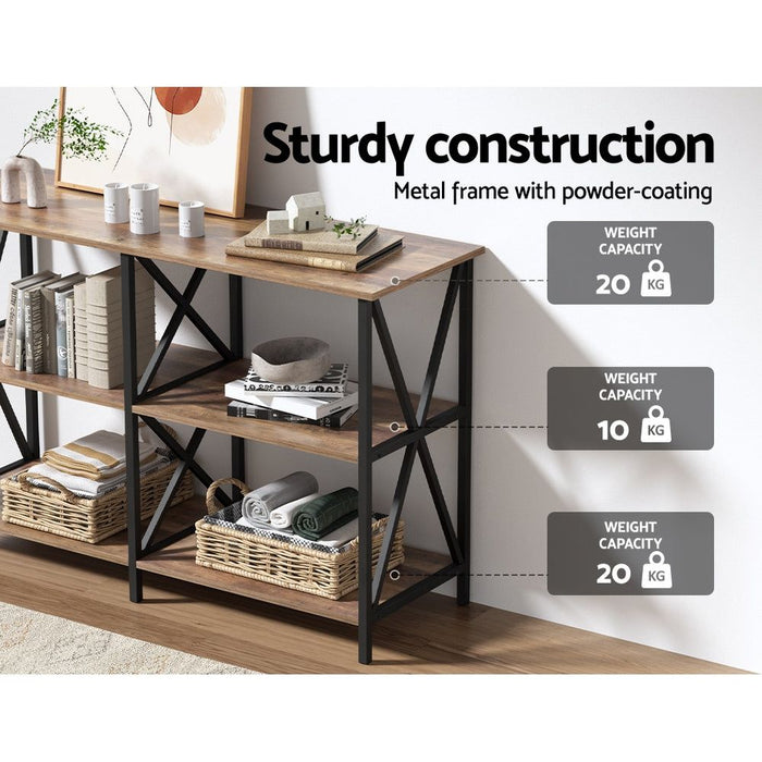 Artiss Console Table 120CM 3-tier Walnut Xiah -Home Living Store - -