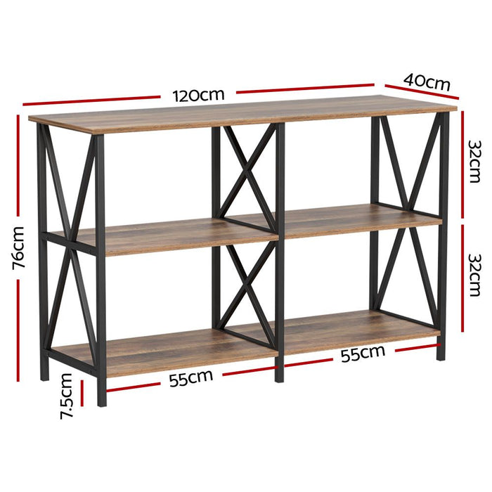Artiss Console Table 120CM 3-tier Walnut Xiah -Home Living Store - -