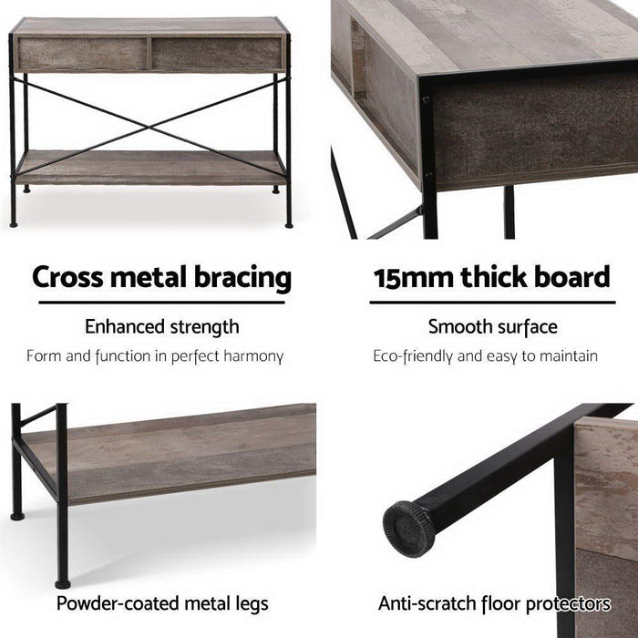 Artiss Console Table 2 Drawers Walnut Marconi -Home Living Store - -