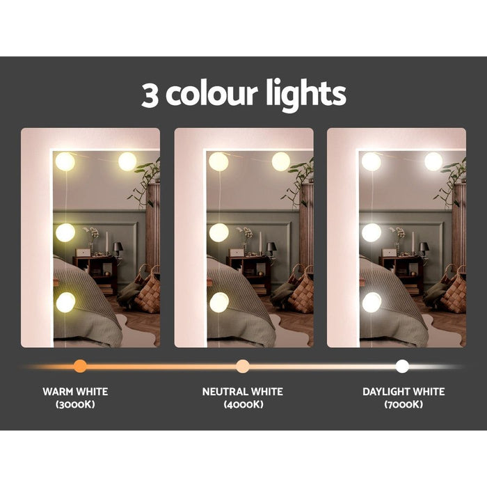 Artiss Dressing Table LED 10 Bulbs Makeup Mirror Stool Set Vanity Desk White -Home Living Store - -