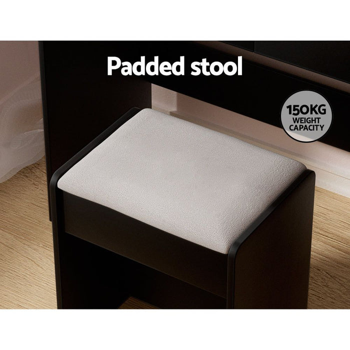 Artiss Dressing Table Set Stool 10 Led Bulbs Black Dulcea -Home Living Store - -