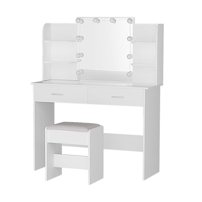 Artiss Dressing Table Set Stool 10 Led Bulbs White Dulcea -Home Living Store - -
