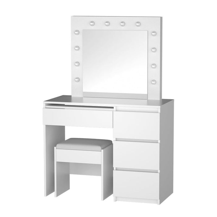 Artiss Dressing Table Set Stool 12 Led Bulbs White -Home Living Store - -