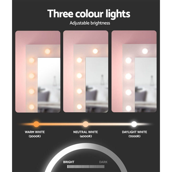 Artiss Dressing Table Set Stool 12 Led Bulbs White -Home Living Store - -