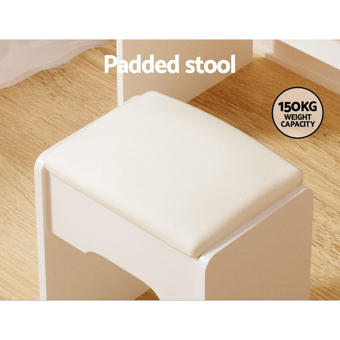 Artiss Dressing Table Set Stool Led White Doria -Home Living Store - -