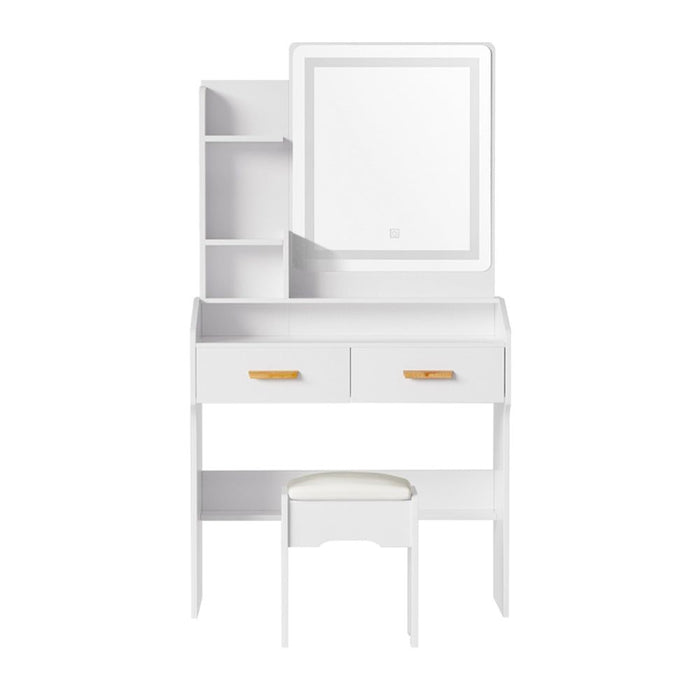 Artiss Dressing Table Set Stool Led White Doria -Home Living Store - -