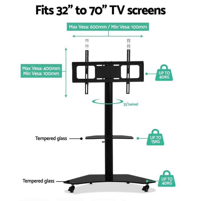 Artiss Mobile TV Stand for 32"-70" TVs Mount Bracket Portable Solid Trolley Cart -Home Living Store - -