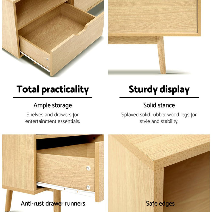 Artiss TV Cabinet Entertainment Unit 120cm Pine Ford -Home Living Store - -