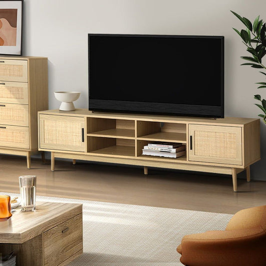 Artiss TV Cabinet Entertainment Unit 180cm Rattan Cole -Home Living Store - -