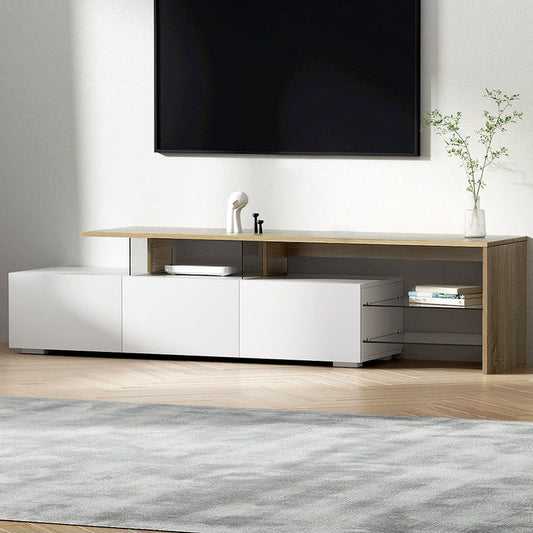 Artiss TV Cabinet Entertainment Unit 180cm Wood White James -Home Living Store - -