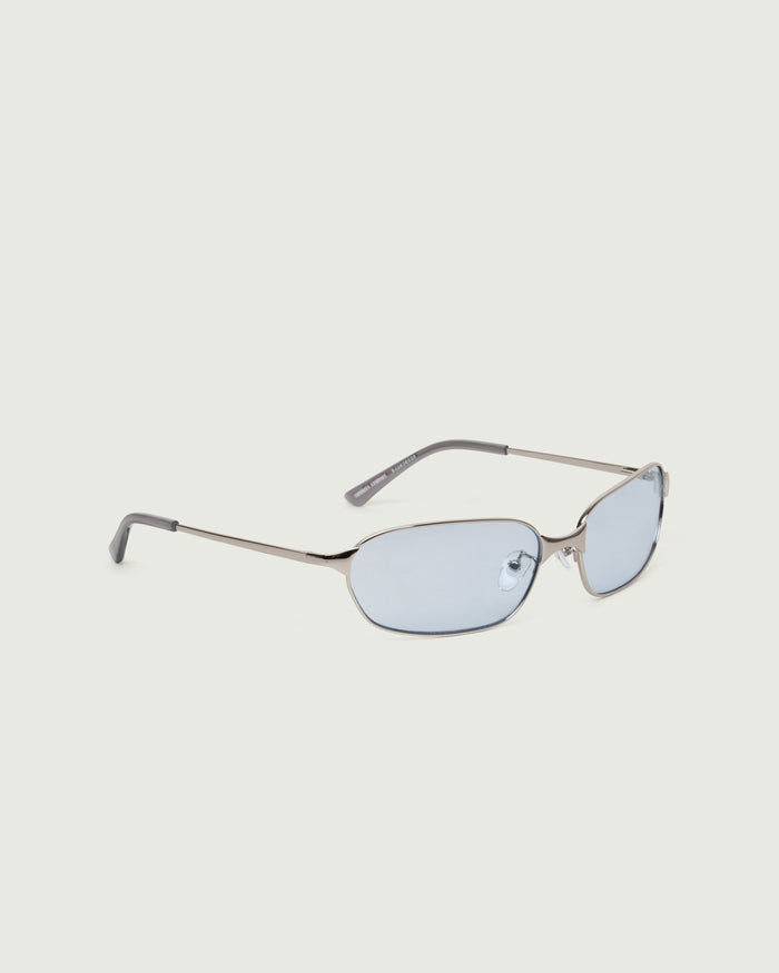 Silver Frost::Aspen Sunglasses rectangle Gray metal front diagonal