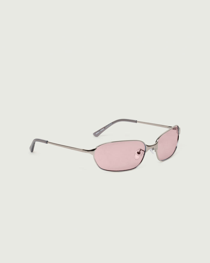 Silver Lychee::Aspen Sunglasses rectangle Gray metal front diagonal