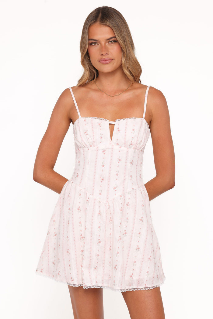 Petal and Pup USA DRESSES Athena Mini Dress - White Floral