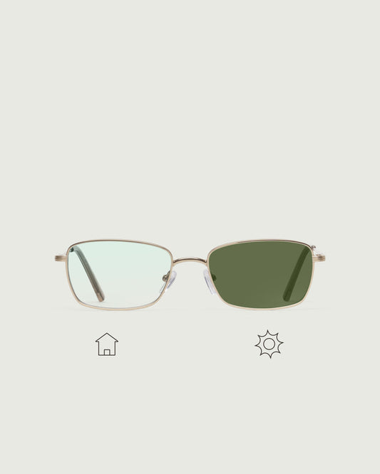 Gecko Adaptive::Austin Anti-Radiation Glasses Rectangle gold  metal front