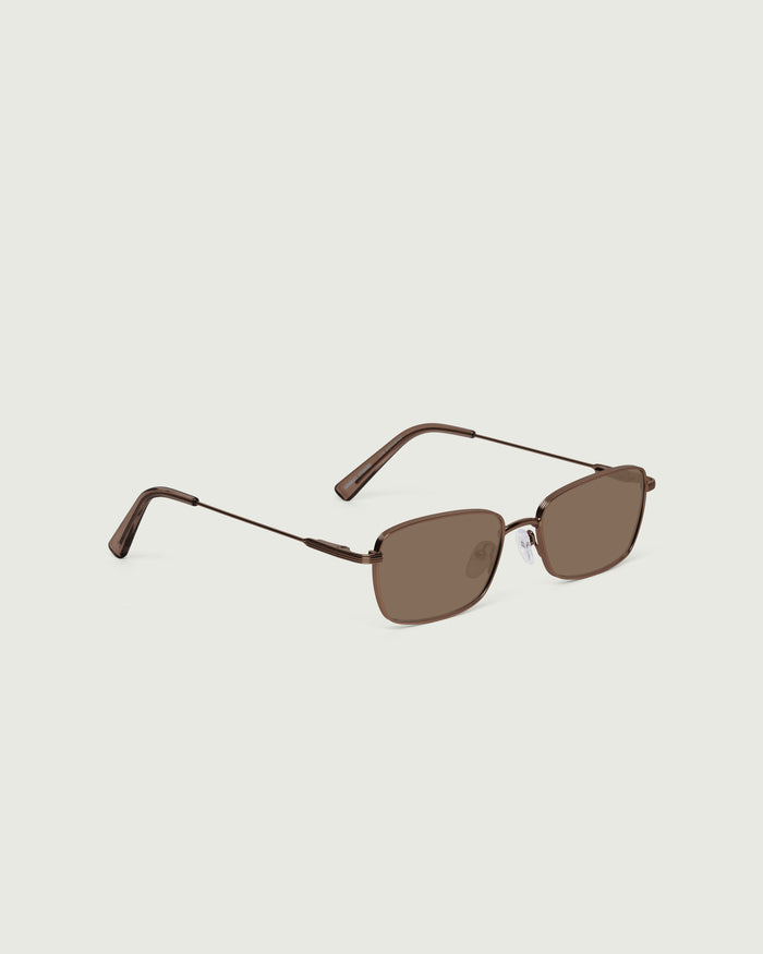 Portobello Adaptive::Austin Eyeglasses rectangle Brown metal front diagonal