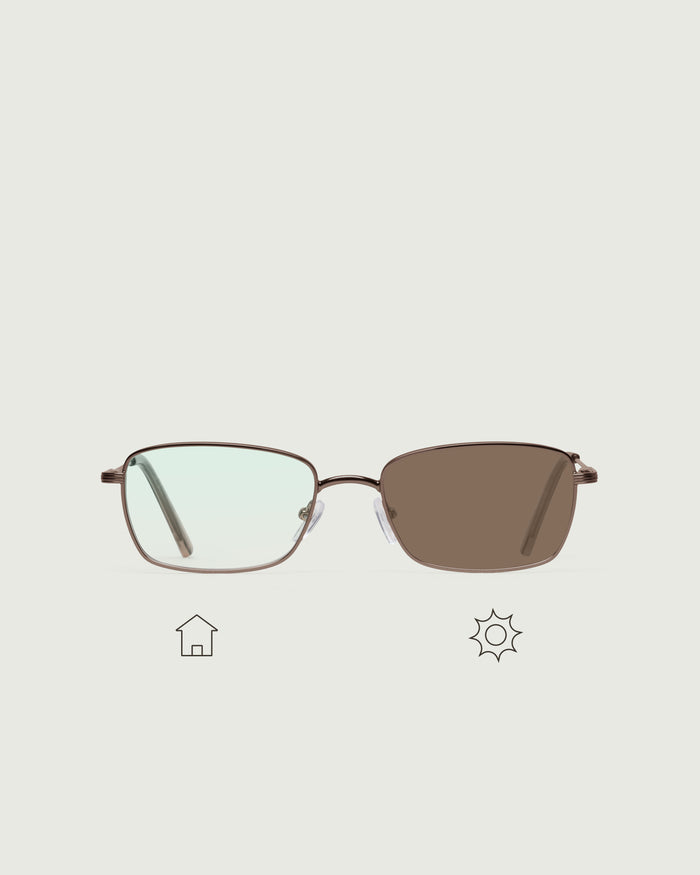 Portobello Adaptive::Austin Anti-Radiation Glasses Rectangle Brown metal front