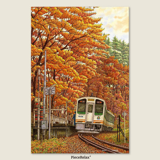 As the maple leaves blaze with color, hop on a train bound for autumn’s golden calm.