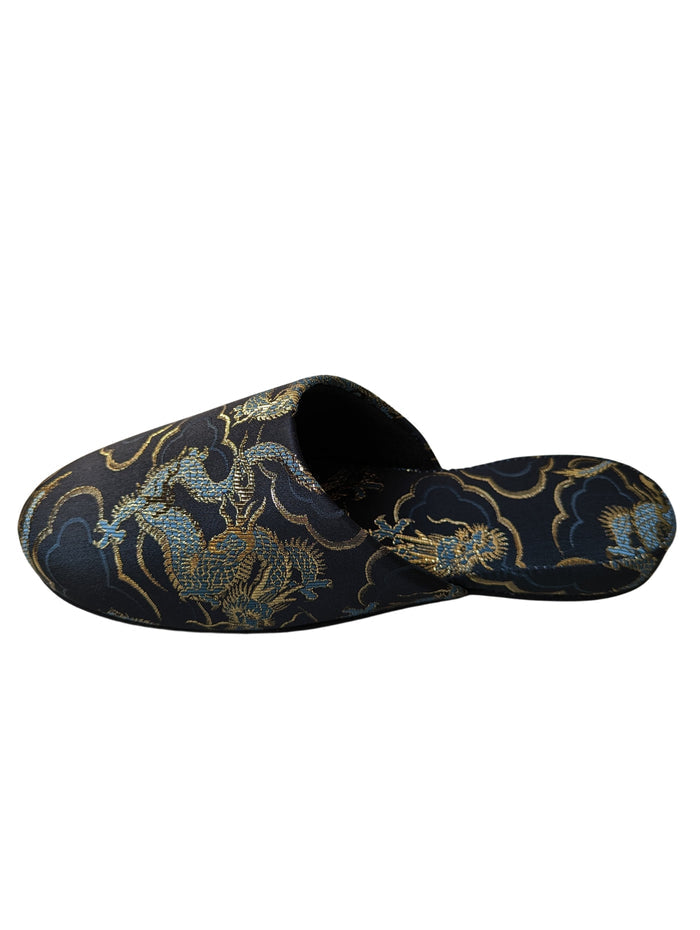 Azure Dragon Slippers [Black wool felt sole] - Heiwa Slipper