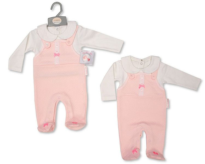 Baby Girls Dungaree All in One with Lace and Bows (NB-6M) (PK6) BIS-2020-2490P