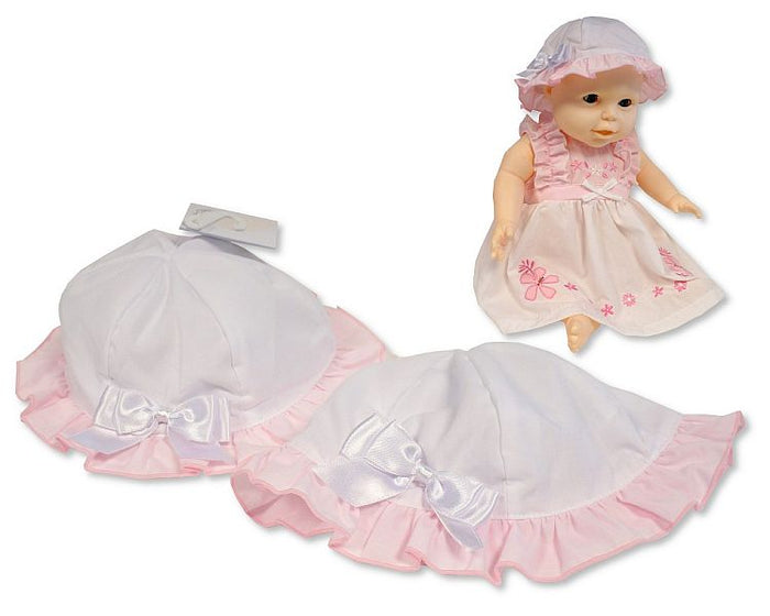 Baby Girls Summer Hat with Bow - Pink - Size Small/Medium (PK6) (0-12m) BW-0503-0628