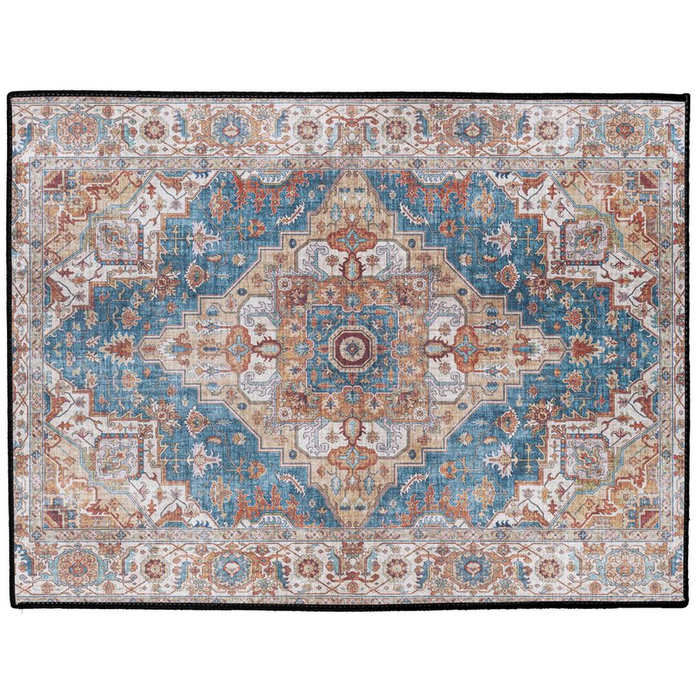 Balkh Persian Indoor/Outdoor Floor Mat Antique Blue Rust