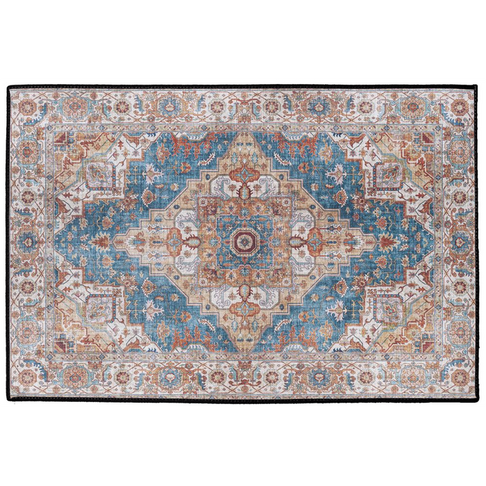 Balkh Persian Indoor/Outdoor Floor Mat Antique Blue Rust