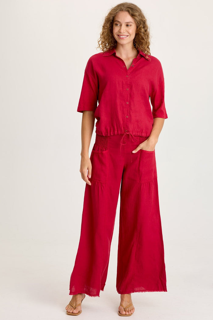 XCVI Balto Linen Snap-Up Top