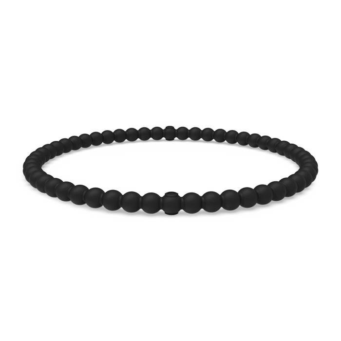 Beaded Stackable Silicone Bracelet - Obsidian