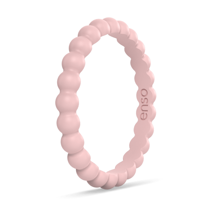 Beaded Stackable Silicone Ring - Pink Sand