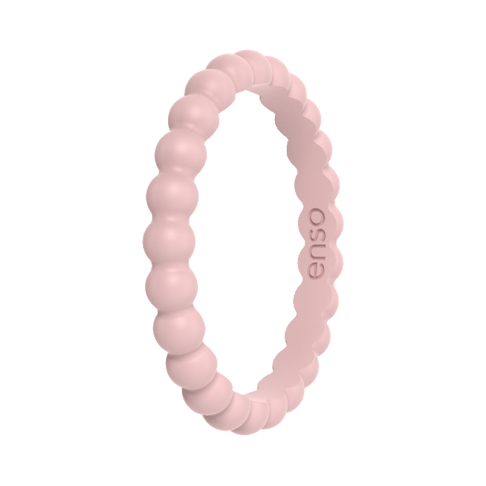 Beaded Stackable Silicone Ring - Pink Sand