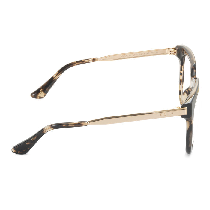 diff eyewear bella square glasses with a espresso tortoise frame and prescription lenses side view